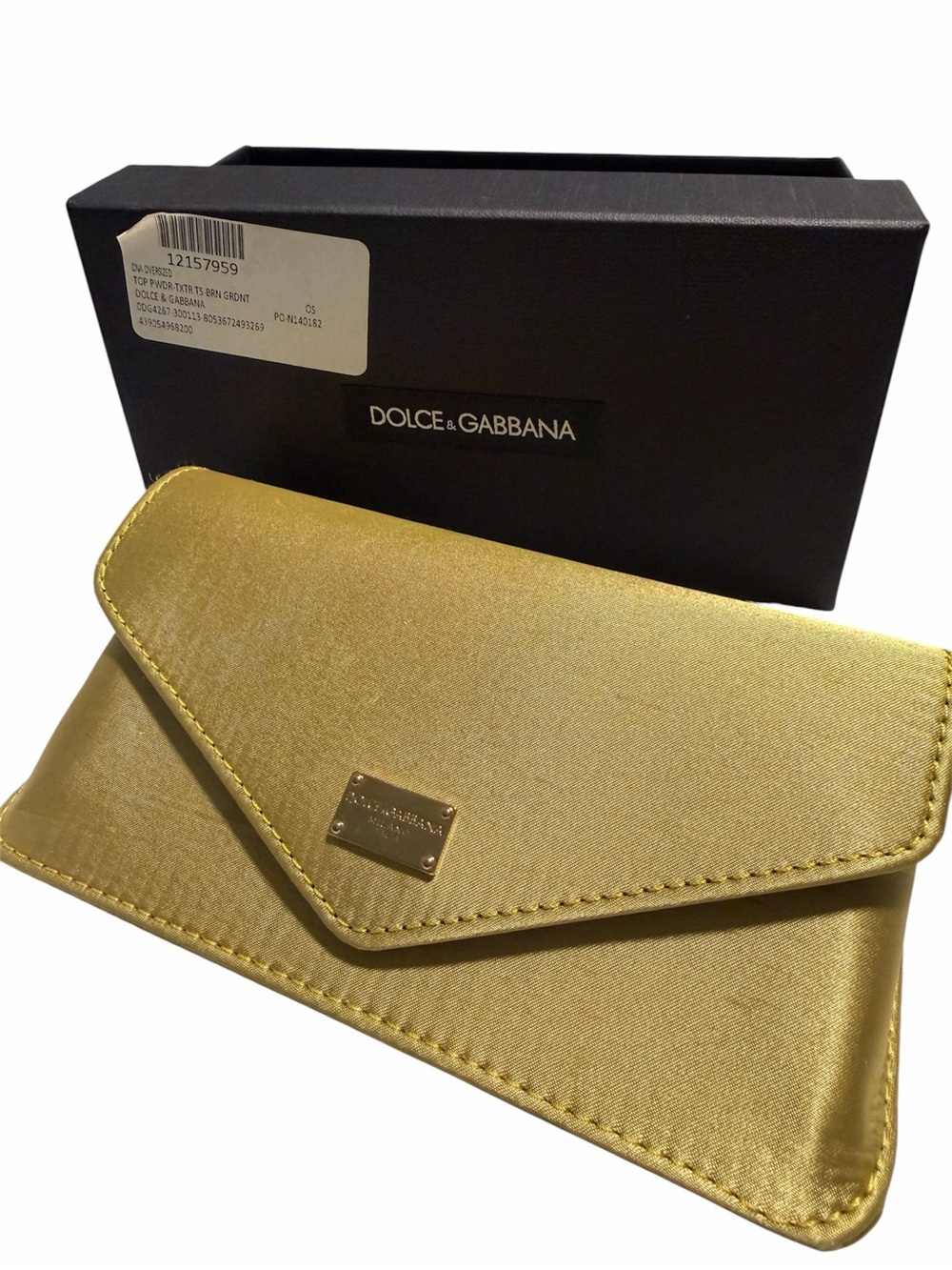 Dolce & Gabbana Gold/Green Envelope Sunglasses Case with Box